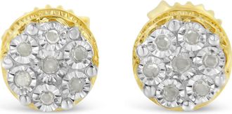 House of Brilliance 10K Yellow Gold over Silver 1/7 Ctw Diamond Floral Cluster Stud Earrings at Nordstrom