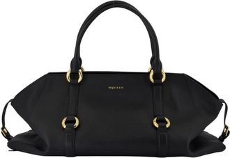 Alexander McQueen Zwarte leren Maxi Portemonnee met Top Handvatten - Heren - Handtassen - Zwart - ONE Size - Leer - Tassen
