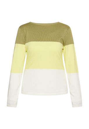 Usha Fijngebreide trui met blokstrepen lynnea Dames Wit Groen