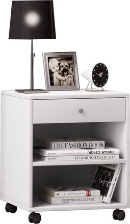 ebuy24 Mesa De Noche De Madera Rolda Caj&oacute;n Rodillos 54x45x38 - Vcm