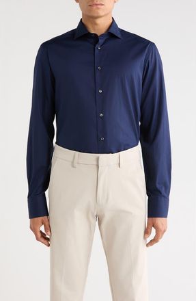 Canali Cotton Dress Shirt in Navy at Nordstrom Rack, Size 42