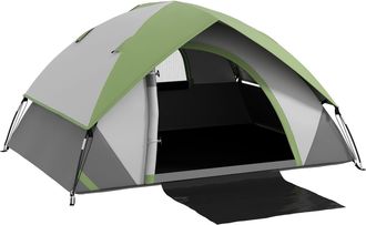 OUTSUNNY 2 Man Camping Tent w/ Sewn-in Groundsheet - 3000mm Waterproof - Green | TJ Hughes