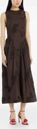 Rotate flower-detail midi dress - Marrone