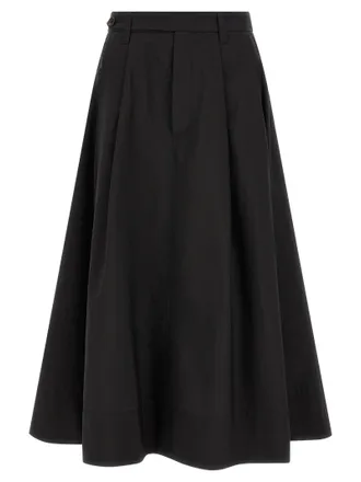 Brunello Cucinelli Black Cotton Midi Womens Skirt
