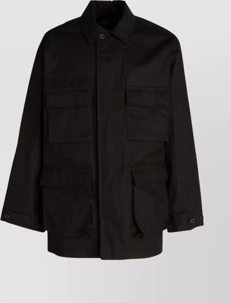 Balenciaga neck collared sleeves buttoned pockets