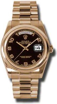 Rolex Day-Date Black Dial 18K Everose Gold President Automatic Mens Watch 118205BKAP