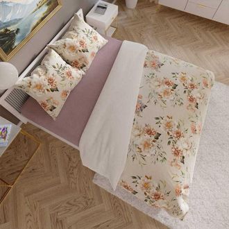 OEM Juego De Cama 220x200 Algod&oacute;n Sat&eacute;n Manila Flores Pastel