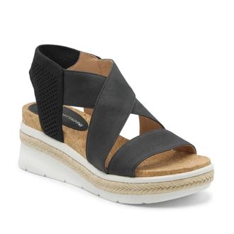Adrienne Vittadini Carrie Sandals Womens Black Wedge Heel Espadrille ZAP2624