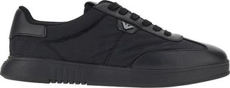 Emporio Armani Nylon and leather sneakers with Eagle logo Man 10