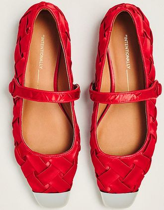 Intentionally blank Ribbons Metal-Toe Mary Jane Flats