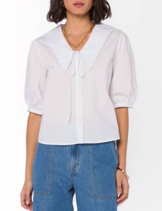 Velvet Heart Areli Collared Blouse In Optic White