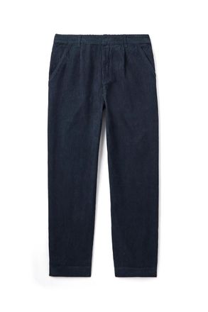 Folk Signal Straight-Leg Pleated Cotton-Corduroy Trousers