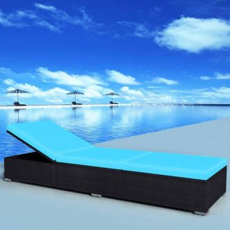 vidaXL Vidaxl - Lettino Prendisole con Cuscino in Polyrattan Nero