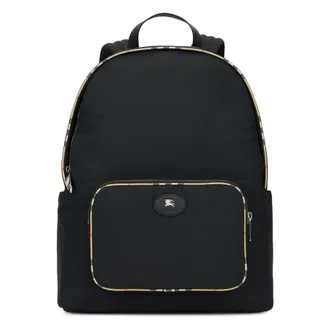 Burberry Check Trim Backpack - male - Burberry - Backpacks - Black - ONE SIZE - Bags