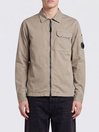 C.P. Company C. P. COMPANY Giacca a camicia in cotone con tasca a toppa e logo applicato