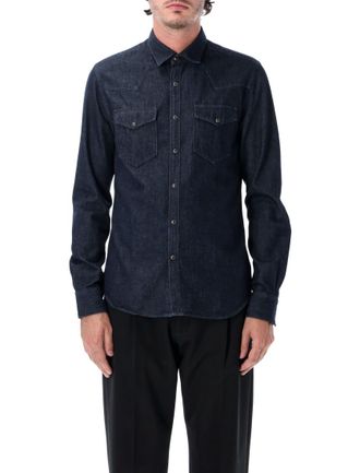Xacus Dark Blue Slim Denim Shirt
