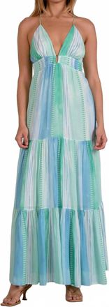 Elan Strovia Tiered Maxi Dress In Blue