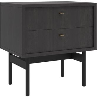Selsey Olar - Comodino a 2 cassetti, finitura legno frassino Portland nero, 55 cm - Selsey