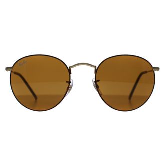 Ray-Ban Round Unisex Matte Havana On Gold Brown Metal 3447 - One Size