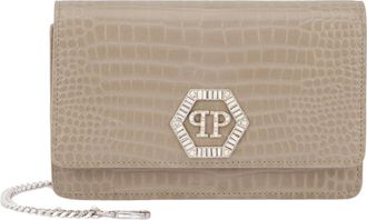 Philipp Plein Clutch Bag Cocco Hexagon - Dames - Schoudertassen - Beige - ONE Size - Katoen - Tassen