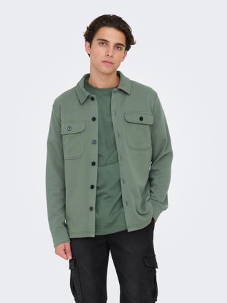 Only & Sons Langarmhemd ONLY & SONS ONSNEWKODYL OVERSHIRT SWEAT NOOS, Herren, Gr. XL, N-Gr, grau (castor gray), Web, Obermaterial: 62% Polyester, 33% Viskose, 5% 
