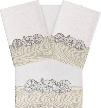 Linum Home Textiles 100% Turkish Cotton Shell Row 3Pc Embellished Towel Set