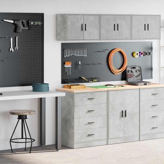 Berkfield Home Garage Cabinets 2 pcs Concrete Grey Engineered Wood
