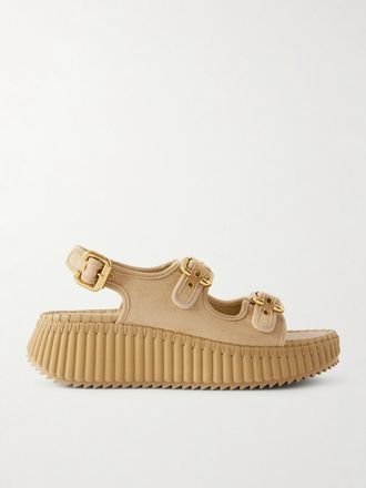 Chlo&eacute; Sandali Platform In Camoscio Nama - Neutri