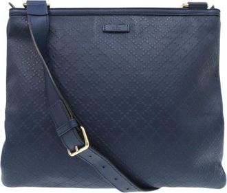 Gucci Pre-owned Cross Body Bags, female, Blue, Size: ONE SIZE Pre-owned Textured Crossbody Bag with Adjustable Strap