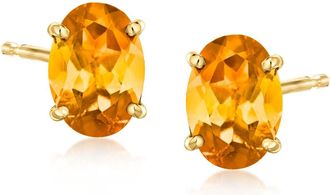 Ross-Simons Oval Fire Opal Stud Earrings in 14kt Yellow Gold