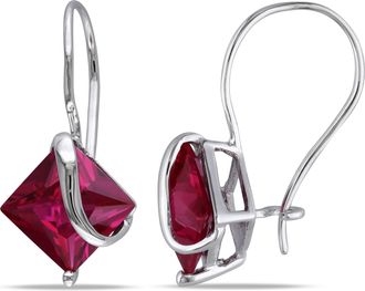 Mimi & Max 3 3/8 CT TGW Square Cut Created Ruby Earrings in 10k White Gold