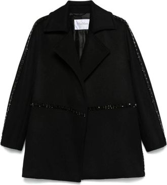 Max Mara Crystal-Embellished Camel Hair Coat - Dames - Blazers - Zwart - 3XS - Jassen