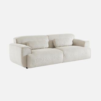 Sweeek Sweeek - Sof&aacute; En Terciopelo Pana Fina De 3 Plazas, Wallas Terciopelo, Crema, 230x98x73 Cm