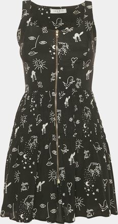 Sandro Black Printed Silk Mini Dress