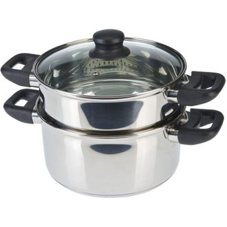axentia 220690 Pentola a Vapore con Coperchio, Acciaio Inossidabile, Argento, 29x18x24 cm