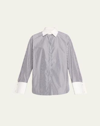 Michael Kors Striped Oversized Button-Down Shirt