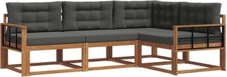 vidaXL Conjunto De Sof&aacute;s De Exterior 4 Uds. Natural Y Antracita Vidaxl