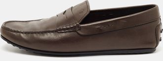 Tod's Tods Brown Leather Gommino Penny Slip On Loafers
