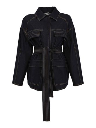 Max Mara Mmlwest Jacket in Midnight Blue Cotton Blend