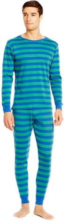 Leveret Mens Cotton Printed Pajama Set in Striped Blue & Green at Nordstrom, Size Xx-Large