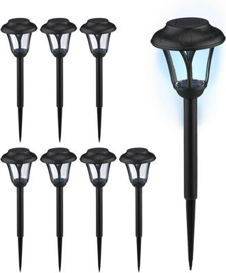 Relaxdays Relaxdays Solar Lights, Set of 12, Classic Design, Pathway Lighting, with Twilight Sensor, 39x11 cm, Ground Spike, Black