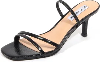 Steve Madden Zwarte Slangenstof Sandalen - Dames - Sandalen met hakken - Zwart - 35 1/2 EU - Schoenen