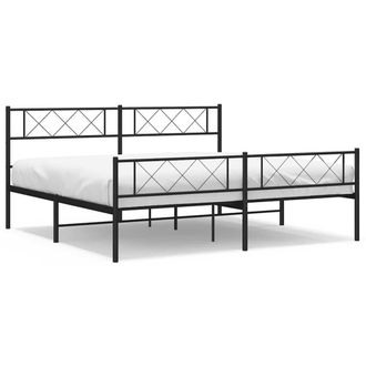 Berkfield Home Metal Bed Frame with Headboard & Footboard Black 193x203 cm