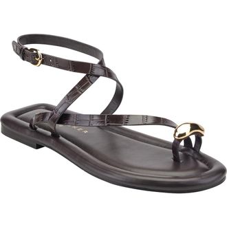 Marc Fisher Gynnie Strappy Sandal in Dark Brown at Nordstrom, Size 7.5