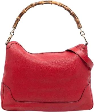 Gucci Pre-owned Shoulder Bags, female, Red, Size: ONE SIZE Pre-owned Bamboo Handle Satchel
