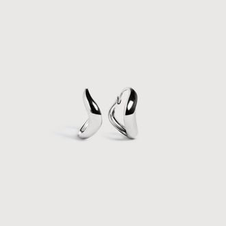 Monica Vinader Sterling Silver Swirl Huggie Earrings