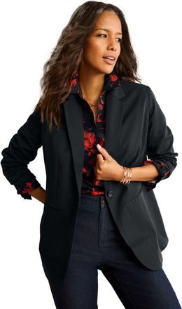 Roaman's Plus Size Relaxed Boyfriend Blazer in Black at Nordstrom, Size 38