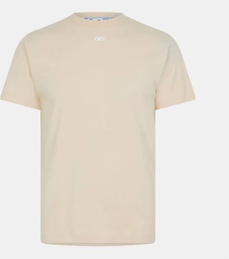 Off-white Mens Regular Fit Lettering Short Sleeve T-Shirt - Cream - Size: 42