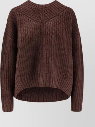 Staud wool ribbed v-neck asymmetric hem sweater