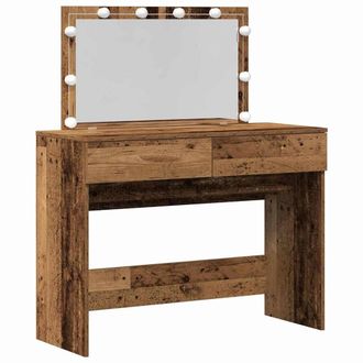 Berkfield Home Dressing Table with LED Old Wood 100x40x120 cm in Brown | Size: 100 x 40 x 120 cm